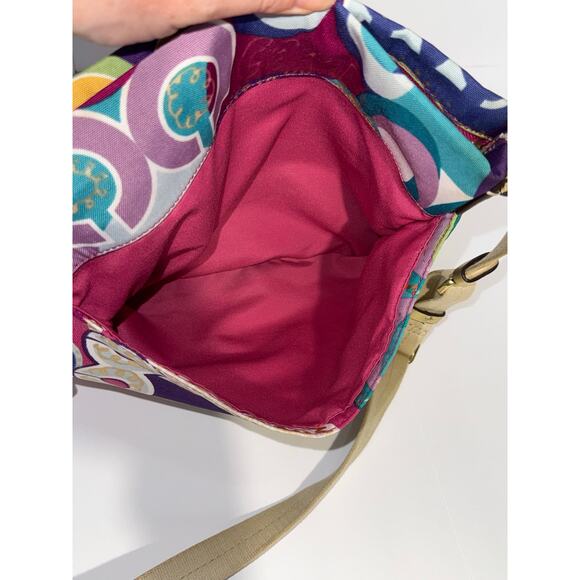 Coach Poppy Signature Canvas Leather Multicolor Shoulder / Crossbody Bag - Picture 9 of 15